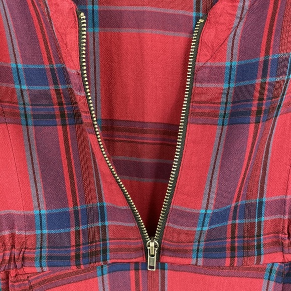 Volcom Red Plaid Short Sleeve Mini Skater Dress - Picture 8 of 14